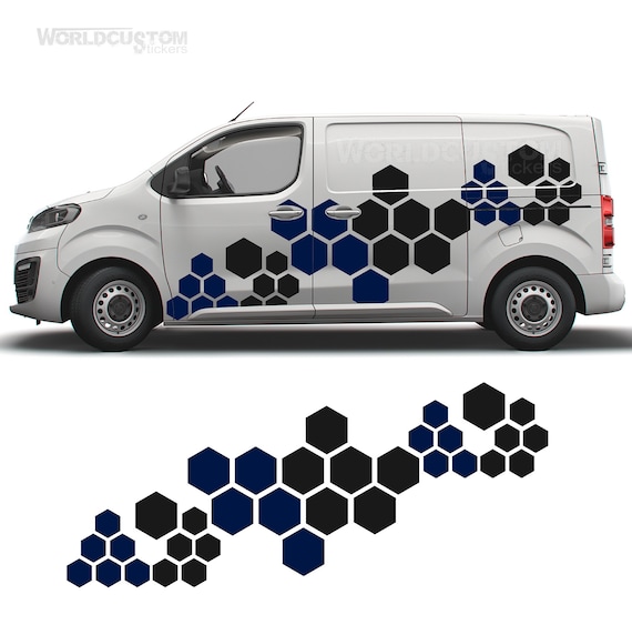 Hexagon Graphics Stickers Kit compatible with Fiat Scudo 2022 Car Van Van