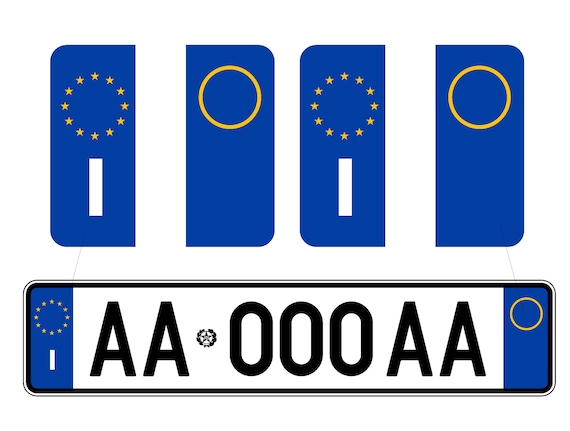 4 Front and Rear Italian European License Plate Stickers