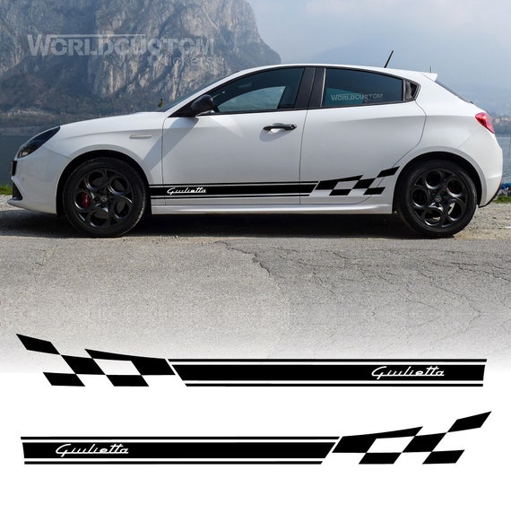 Adhesives Stickers Strips under the door Side chessboard compatible with Alfa Romeo Giulietta Auto tuning Sport