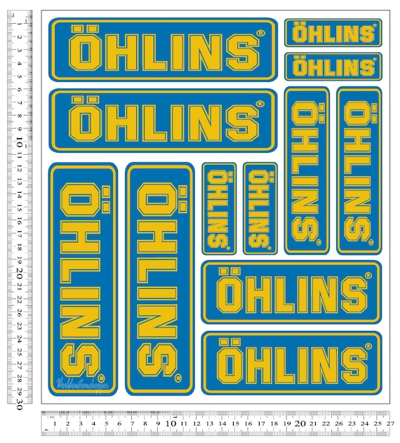 OHLINS Stickers for Suspensions Fairings Ducati Honda Suzuki Kawasaki 20x23 30x27