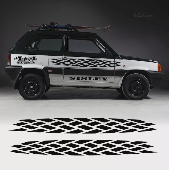 6 Worldcustom Stickers compatible with Fiat Panda Sisley 4x4 Off Road Side Stripes complete kit