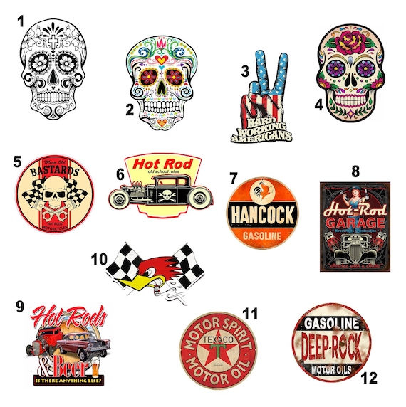 3 quality vintage custom car motorcycle helmet stickers