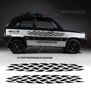 Selbstklebende Aufkleber kompatibel mit Fiat Panda Sisley 4x4 Off Road. Komplettset mit Seitenbändern