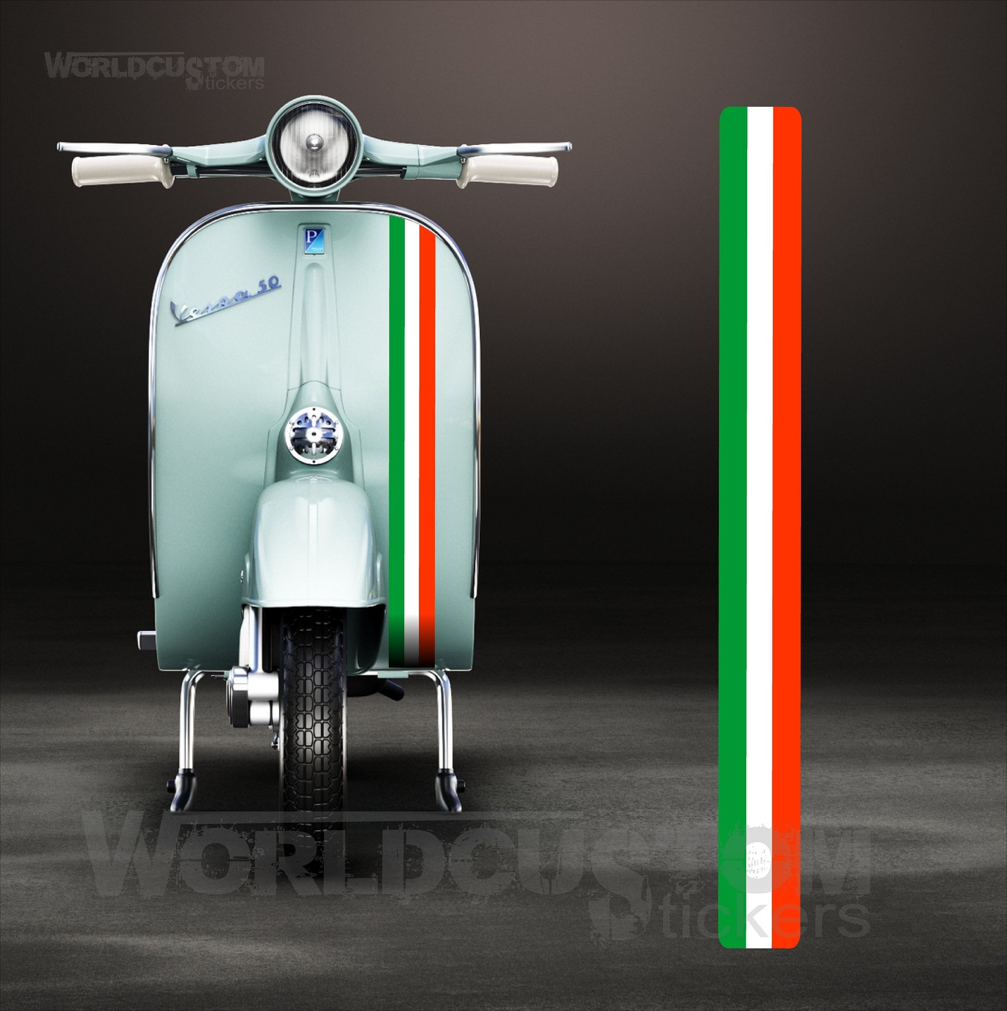 Autocollant - drapeau italien pour Lambretta et Vespa en plastique  réfléchissant