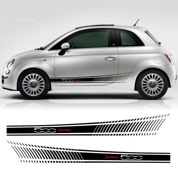 Adhesive bands Stickers Fiat 500 right left sides Auto tuning 500 Sport