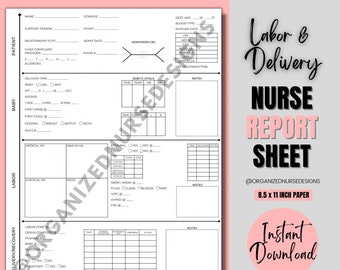Labor and Delivery Nurse Report Sheet: OB Nursing (Printable PDF)
