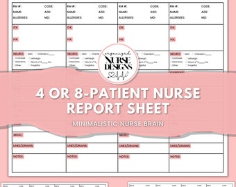 4-Patient Medical Surgical Nurse Report Sheet | Nurse Brain | Landscape