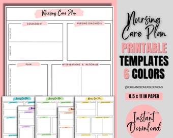 Printable Nursing Care Plan Template: Nursing School Notes (Digital Download)