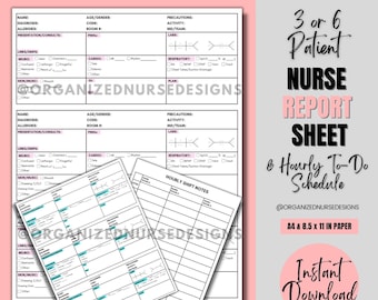 Nurse Report Sheet: Hourly To-Do List, SBAR (Printable PDF Template)