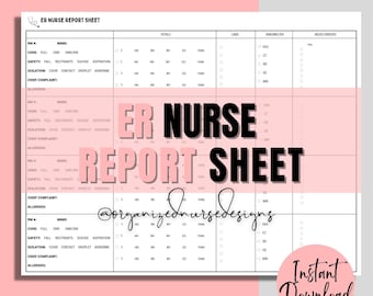 ER Nurse Report Sheet: 4 Patient Printable (PDF Download)