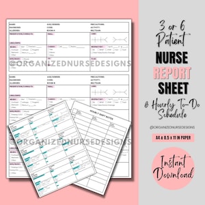 Nurse Report Sheet: Hourly To-Do List, SBAR (Printable PDF Template)