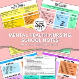Mental Health Nursing School Notes: Psych Study Guide (Digital Download)