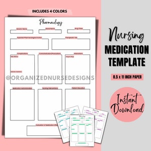 Pharmacology Nursing Template | Nursing Student Printable | Nursing School | Nursing Template | Nurse | Pharmacology Study Guide