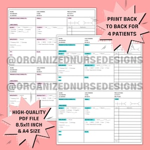 Nurse Report Sheet Med Surg Brain Sheet Hand-Off Hourly To-Do List Day/Night Shift Medication Printable PDF Template image 2