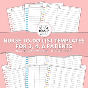 Nurse Hourly To-Do List Template: Med Surg Report Sheet (Printable PDF Digital Download)