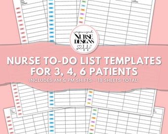 Nursing Hourly To Do List Template, Med Surg Nurse Report Sheet, Nurse Shift To Do List Template, Printable PDF Digital Download
