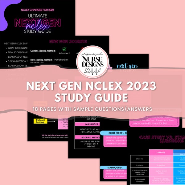 Next Generation NCLEX (NGN) Study Guide with Sample Questions | Nursing School Study Guide | NCLEX Study Guide | Nursing School Bundle