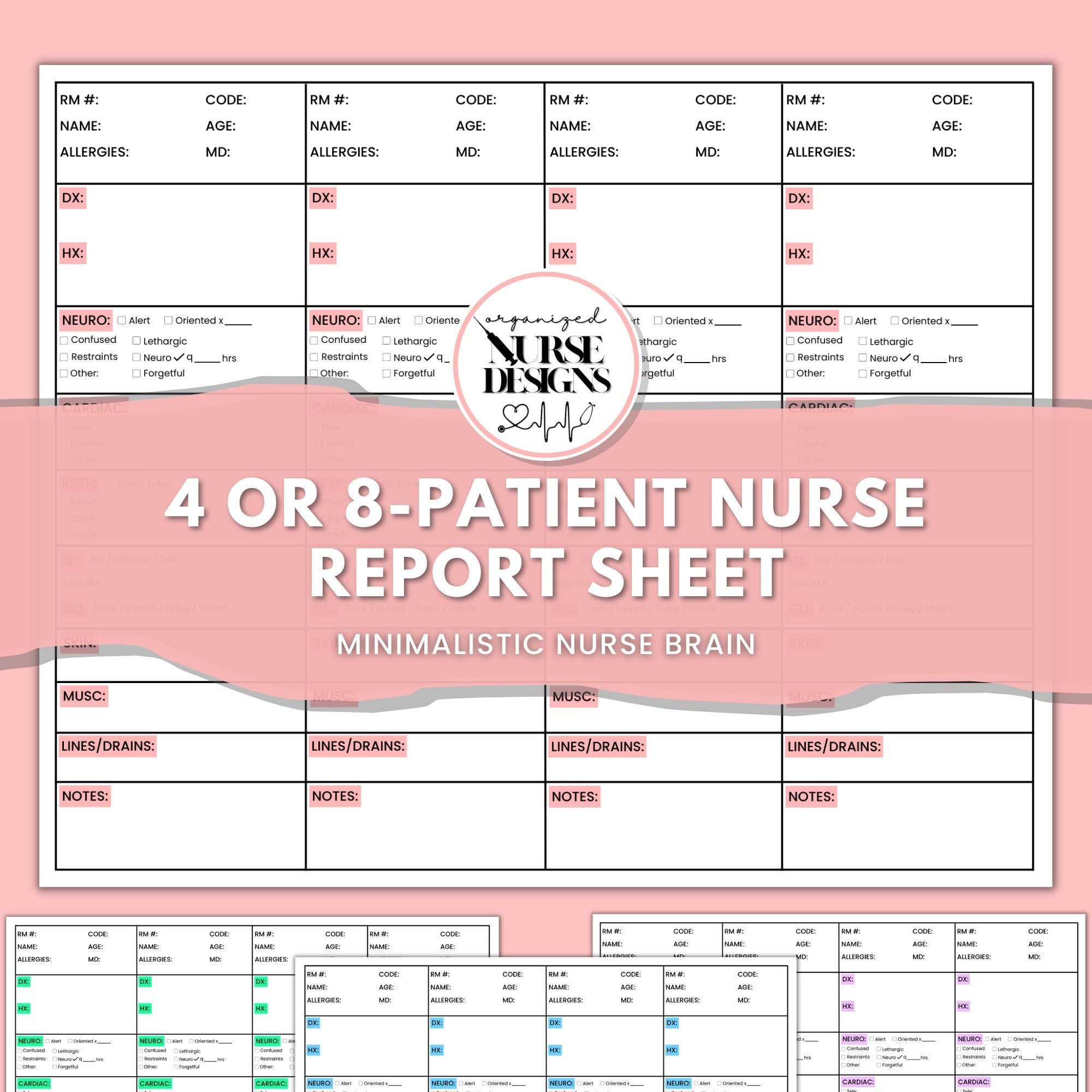 4-patient-medical-surgical-nurse-report-sheet-nurse-brain-landscape-etsy