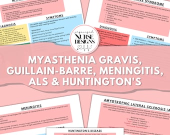 Nursing School Study Guide: Myasthenia Gravis, Guillain-Barre, Meningitis (PDF)