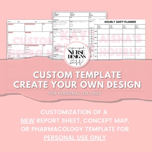 Custom Nurse Report Sheet | Pharmacology Template | Nursing School | Nursing Student | Printable Template