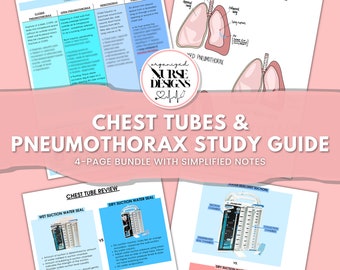 Chest Tube & Pneumothorax Nursing School Notes Study Guide Bundle | Nursing School Notes | Nursing Student | Med Surg Notes | Printable PDF