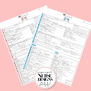 Puede incluir: Una hoja de informe de parto imprimible con un esquema de color azul y rosa. La hoja incluye secciones para la prueba de COVID, alergias, plan de anestesia, maduraci&oacute;n cervical y otra informaci&oacute;n m&eacute;dica. La hoja tambi&eacute;n incluye una imagen de dibujos animados de una cig&uuml;e&ntilde;a llevando un beb&eacute;.