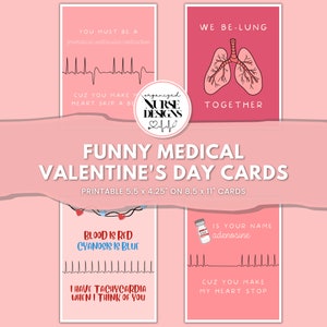 Lustige medizinische Valentinstagskarten, druckbare Valentinstagskarten, druckbare PDF-Dateien, Krankenschwester Valentinstagskarte