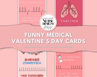 Funny Medical Valentine's Day Cards, Printable Valentine's Day Cards, Printable PDF, Nurse Valentine's Day Card