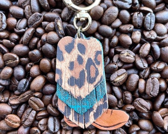 Leather Fringe Cowgirl Boot Keychain