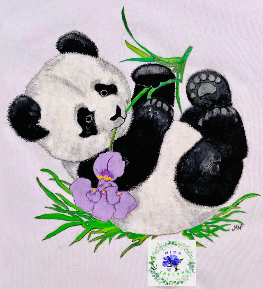 Hand-painted Organic Cotton Panda Bear T-shirt - Etsy