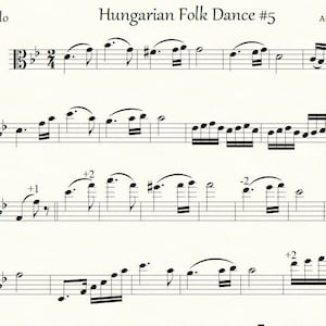 Brahms Hungarian Folk Dance #5 for viola solo and piano accompaniment