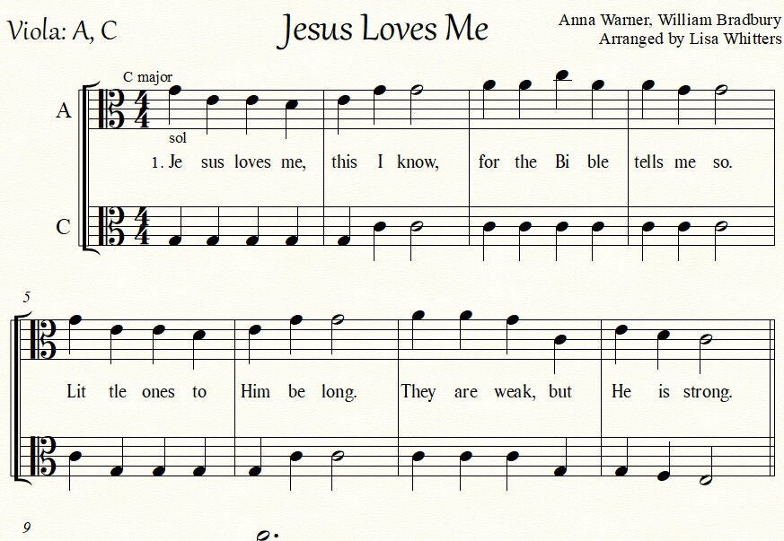 Jesus Loves Me and O, How I Love Jesus, for Viola Solo/duet and Easy ...
