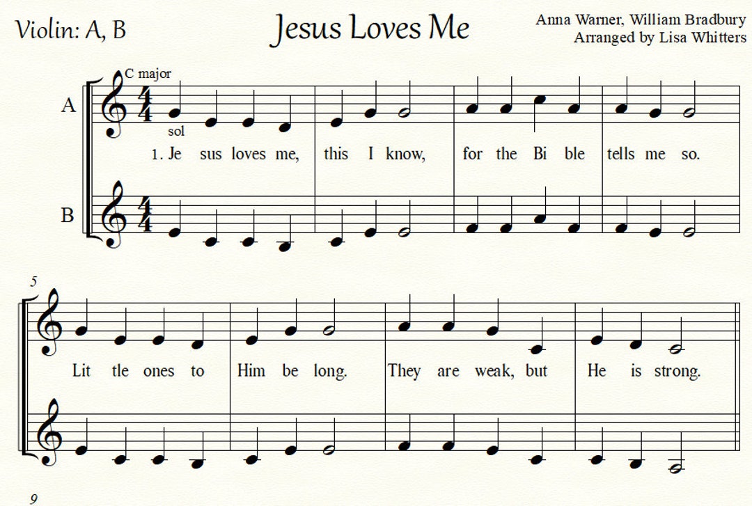 Jesus Loves Me and O, How I Love Jesus, for Violin Solo/duet With Piano ...