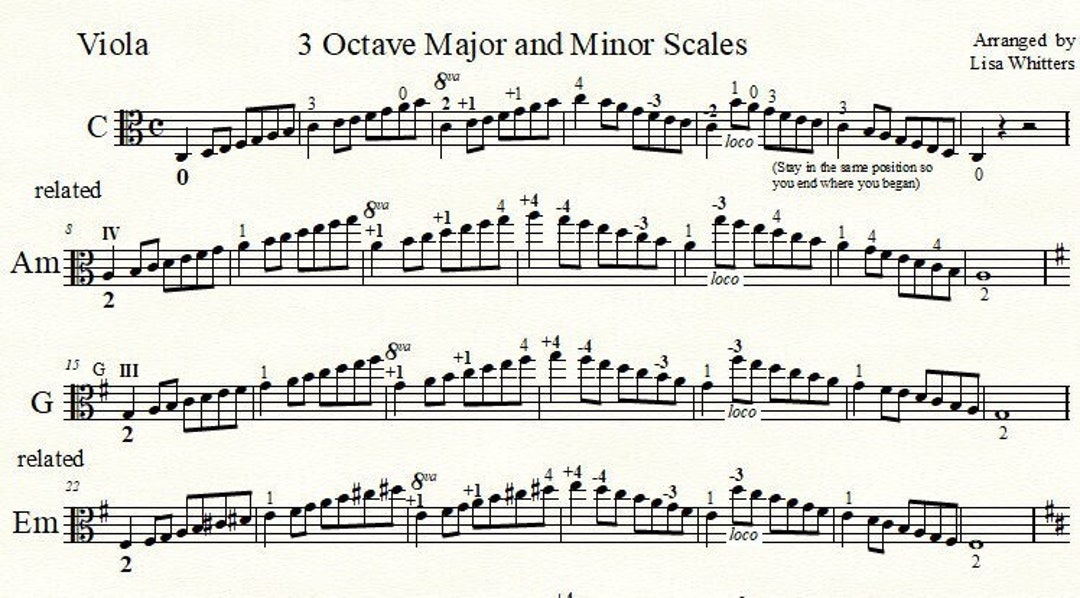 Viola 3 Octave Major and Minor Scales for Viola Etsy