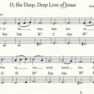 O The Deep, Deep Love of Jesus, for Violin or Flute Solo, with Duet Part and Simple Piano Accompaniment