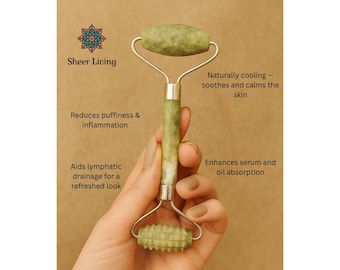 Jade Roller und Gua Sha Gesichtsmassage Kit, mit Jojoba Öl und Aufbewahrungsbeutel