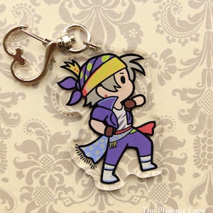 Locke Keychain - FF6 keychain - 2.25&quot; acrylic charm with heart clasp