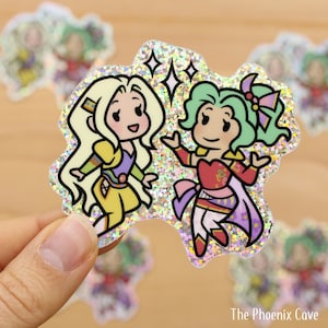 FF6 テラとセレス - 3インチ グリッター ビニール ステッカー - かわいいファイナル ファンタジー VI 防水ステッカー - かわいい文房具 - ゲーマー向けのオタク向けギフト