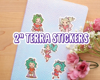 FF6 Terra 2" Stickers - 5 designs - Cute Final Fantasy VI vinyl stickers - cute pastel kawaii stationery - waterproof decals - gamer gifts