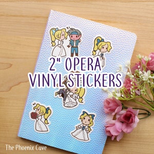 Stickers FF6 Opera 2" - 5 modèles - Stickers vinyles imperméables Final Fantasy VI mignons - jolie papeterie kawaii pastel - cadeaux ringard pour gamer