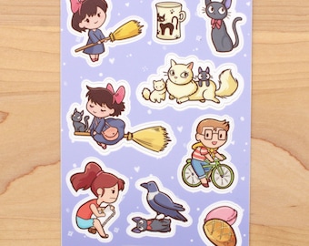 Pegatinas de anime - Chica bruja repartidora - Hoja de pegatinas de 4 x 6 pulgadas - Pegatinas de vinilo