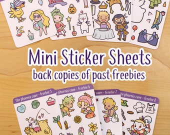 FF6 Mini PAPER Sticker Sheets - "Back Copies" of past freebies - 3.25" x 2.5" sticker sheet - cute planner stickers - final fantasy - ffvi