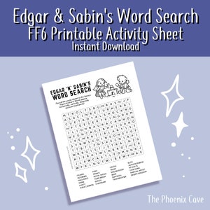 Printable FF6 Activity Sheet - Edgar &amp; Sabin's Word Search - Instant ...