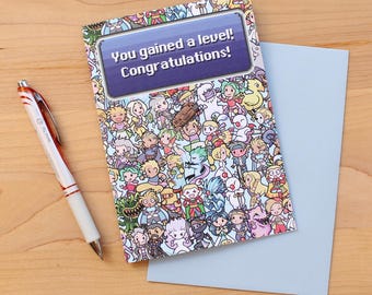 FF6 Greeting Card - Birthday Card Graduation Congratulations Card - Party Goods - nerdy gifts for gamer