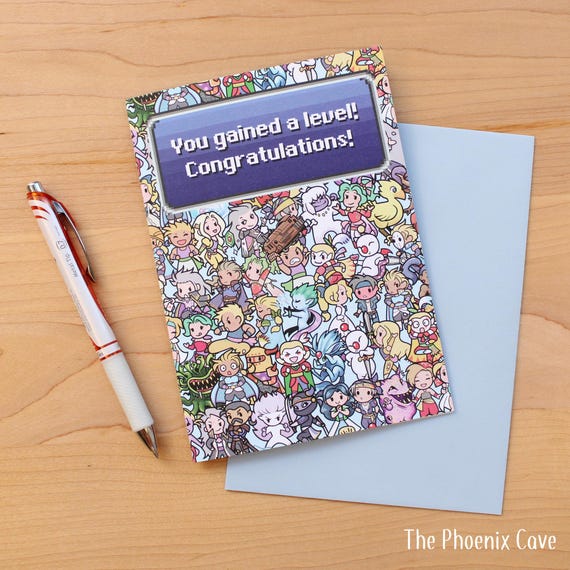 FF6 Greeting Card - Birthday Card Graduation Congratulations Card - Party Goods - nerdy gifts for gamer