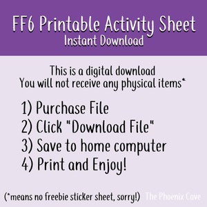 Printable FF6 Activity Sheet - Setzer's Item Hunt - Instant Digital ...
