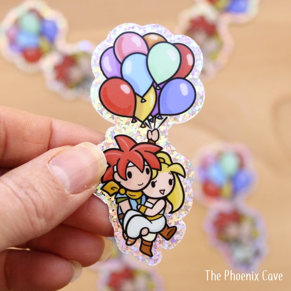 Chrono Trigger - Balloon Ride - 3" Glitter Vinyl Sticker - Cute video game waterproof stickers - kawaii stationery - nerdy gifts gamer