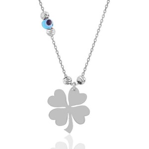 Ashura Jewelry Accessory Sterling Silver Rhodium, Evil Eye, Dorica Clover Necklace, Gift for Mothers day, Birthday, for her