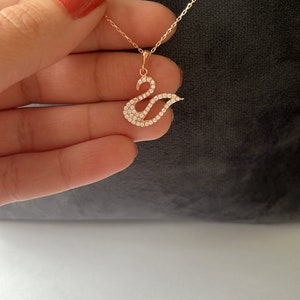 925 Sterling Silver Necklace, Swan Necklace, Rose Necklace, Zircon Necklace, Rose Zircon Stone Necklace, Necklace for Women