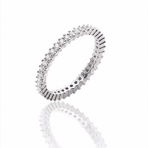 Ashura Jewelry Accessory Sterling Silver Single Row Ring With Zircon Stone 10 Gift for Mothers day, Birthday, for her